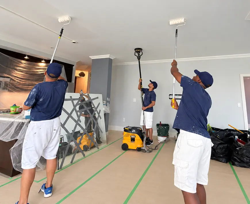 Finest Painters crew preparing a room before painting